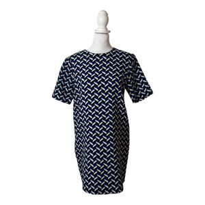 Zara Trafaluc Short Sleeve Geometric Blue Black T-Shirt Dress US Size Small